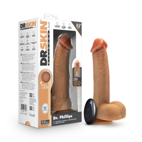 Dr. Skin Silicone - Dr. Phillips - 8.5 Inch  Thrusting Dildo - Tan  2
