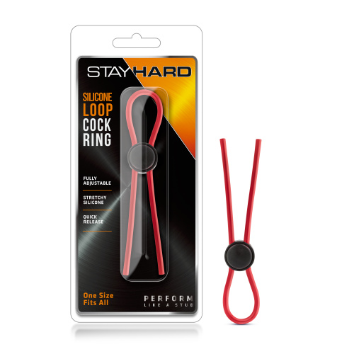 Stay Hard - Silicone Loop Cock Ring - Red  3