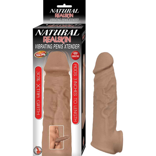 Natural Realskin Vibrating Penis Xtender - Brown  4