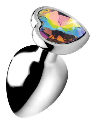 Rainbow Prism Heart Anal Plug - Large  2