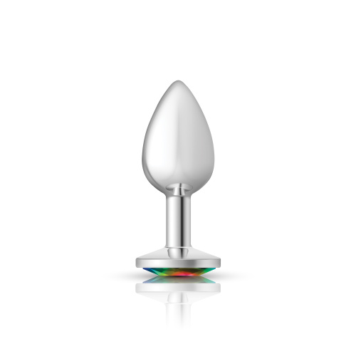 Cheeky Charms-Silver Metal Butt Plug- Round-Rainbow-Small  5