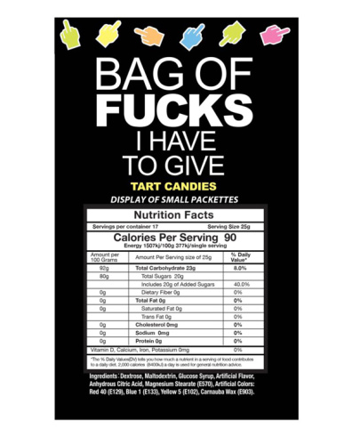Bag of Fucks I Have to Give Display of 100 Count  2