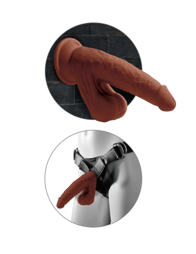 8 Inch Triple Density Cock With Swinging Balls -  Brown  2