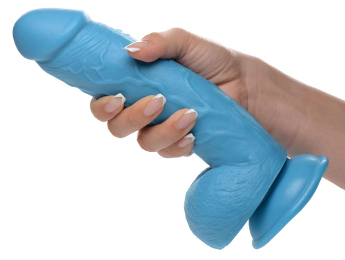 Pop Pecker 8.25 Inch Dildo With Balls - Blue  3