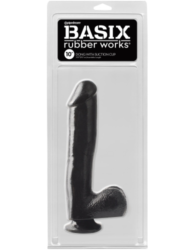 Basix Rubber Works - 10 Inch Dong With Suction Cup - Black  2