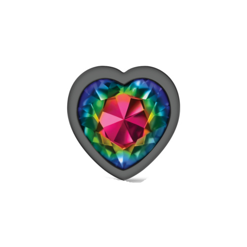 Cheeky Charms-Gunmetal Metal Butt Plug- Heart-Rainbow-Large  3