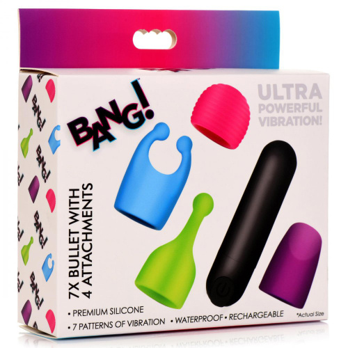 Bang - Rechargeable Bullet With 4 Attachments  4