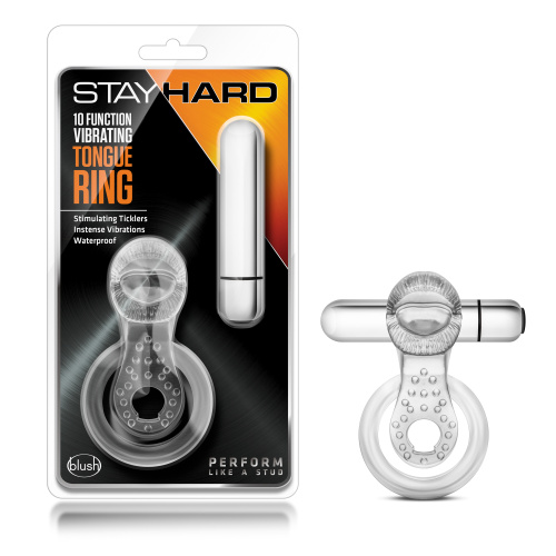 Stay Hard - 10 Function Vibrating Tongue Ring - Clear  2
