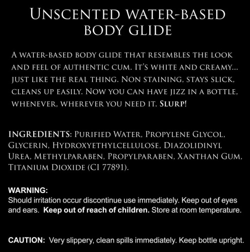 Master Series Jizz Unscented Water-Based Body  Glide - 16 Oz  2