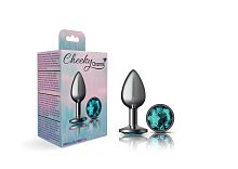 Cheeky Charms-Gunmetal Metal Butt Plug- Round-Teal-Small