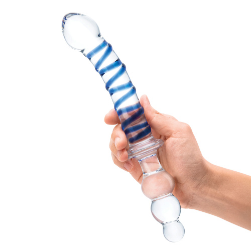 10 Inch Twister Dual-Ended Dildo - Clear/blue  3