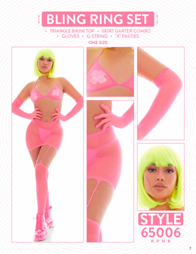 Bling Ring 5pc Set - One Size - Pink  2