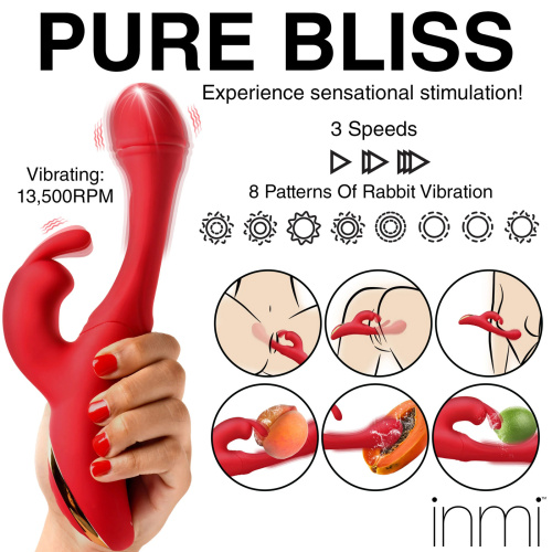 Rabbit Flick Flicking Silicone Rabbit Vibrator - Red  5