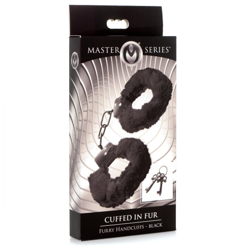 Cuffed in Fur Furry Handcuffs - Black  5