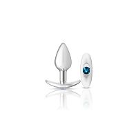 Cheeky Charms-Silver Metal Butt Plug Kit- Clear/teal