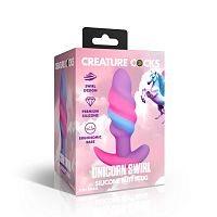 Unicorn Swirl Silicone Butt Plug - Small