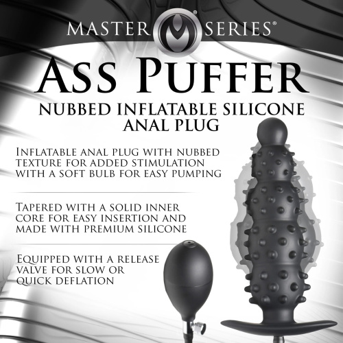 Ass Puffer Nubbed Inflatable Silicone Anal Plug -  Black  5