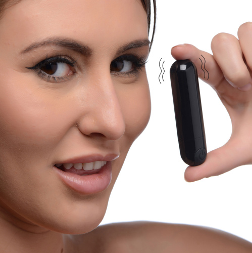 10x Rechargeable Vibrating Metallic Bullet - Black  3