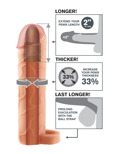 Fantasy X-Tension Perfect 2-Inch Extension With Ball Strap - Flesh  4