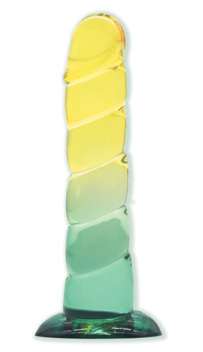 Shades, 7.5" Swirl Jelly Tpr Gradient Dong - Yellow and Mint  2