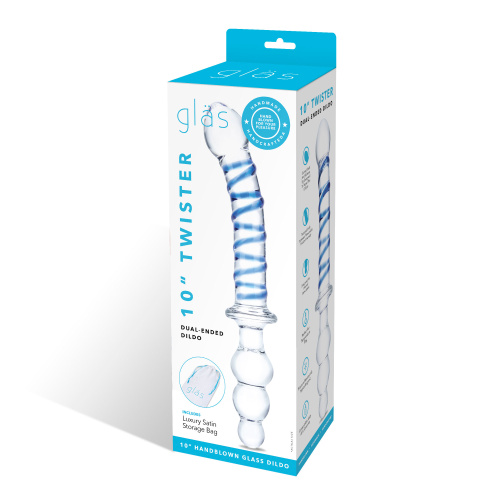 10 Inch Twister Dual-Ended Dildo - Clear/blue  5