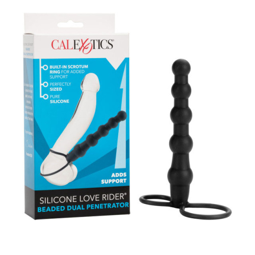 Silicone Love Rider Beaded Dual Penetrator - Black  3