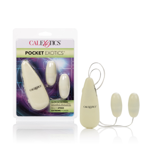 Glow-in-the-Dark Pocket Exotics Vibrating Glowing Double Bullets  2