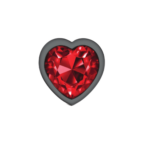 Deep Red Heart Gem Gunmetal Metal Plug - Lg  3
