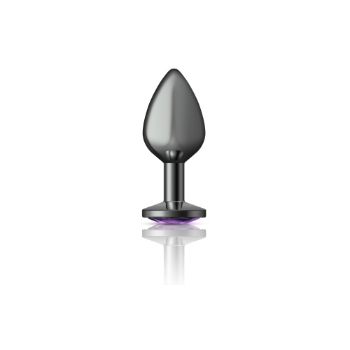 Cheeky Charms-Gunmetal Metal Butt Plug- Round-Deep Purple-Medium  4