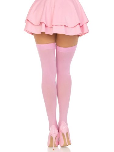 Opaque Nylon Thigh Highs - One Size - Pink  2