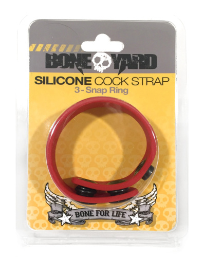 Boneyard Silicone Cock Strap 3 - Snap Ring - Red  2