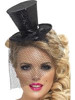 Mini Top Hat on Headband - Black