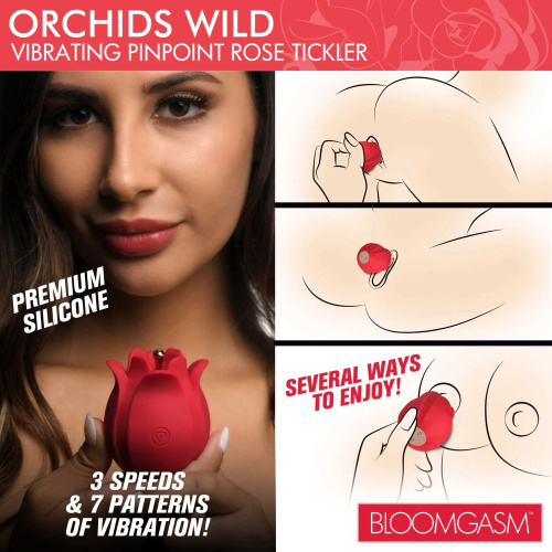 Orchids Wild Vibrating Pinpoint Rose Tickler - Red  3