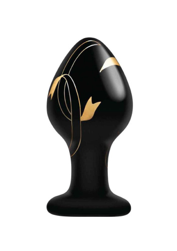 Secret Kisses - 3.5 Inch Handblown Glass Plug - Black  2
