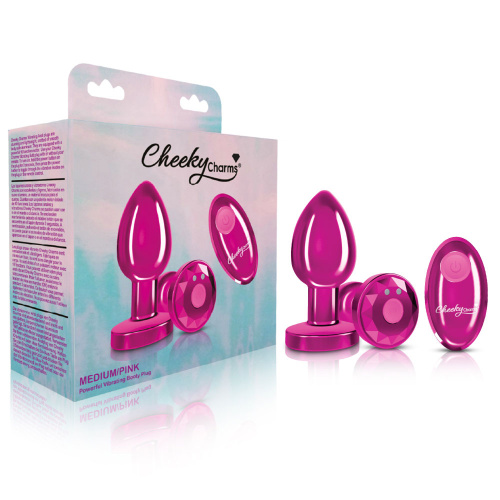 Vibrating Pink Metal Remote Plug - Medium  3