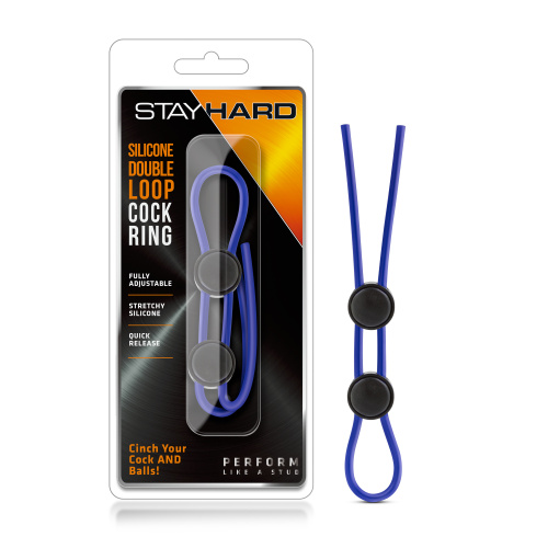 Stay Hard - Silicone Double Loop Cock Ring - Blue  3