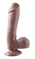 Basix Rubber Works - 7.5 Inch Dong With Suction Cup - Brown