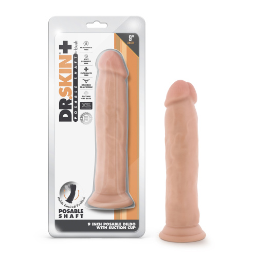 Dr. Skin Plus - 9 Inch Posable Thick Dildo - Vanilla  2