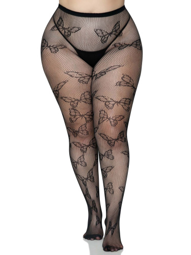 Butterfly Net Tights - 1x/2x - Black  3