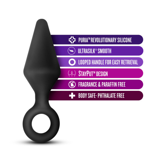Anal Adventures Platinum - Silicone Loop Plug -  Large - Black  2