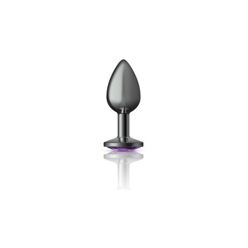 Purple Round Gem Gunmetal Metal Plug - Sm  4