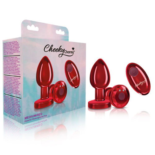 Vibrating Red Metal Remote Plug - Medium  2