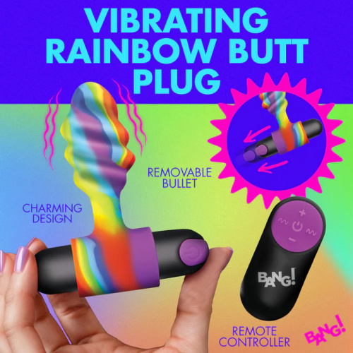 Vibrating Rainbow Butt Plug  4