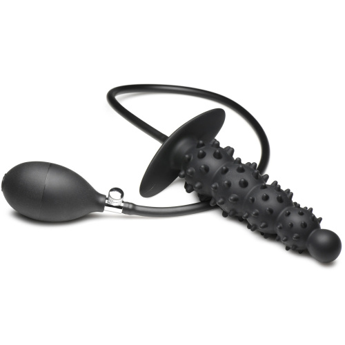 Ass Puffer Nubbed Inflatable Silicone Anal Plug - Black  2