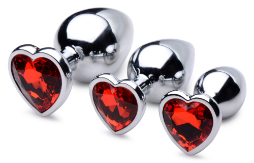 Red Heart Gem Anal Plug Set  3