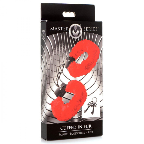 Cuffed in Fur Furry Handcuffs - Red  4