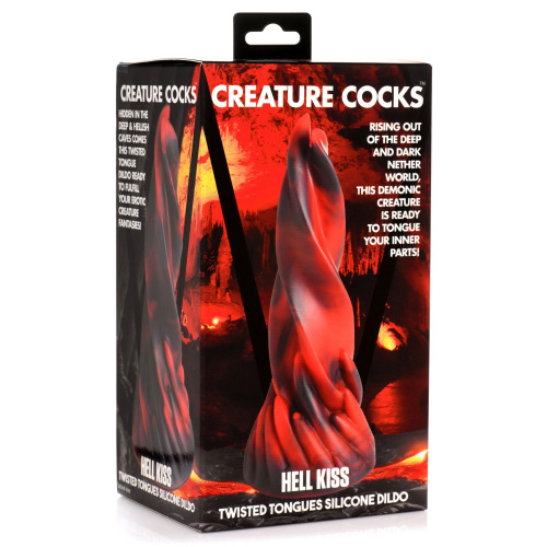 Hell Kiss Twisted Tongues Silicone Dildo - Red  4
