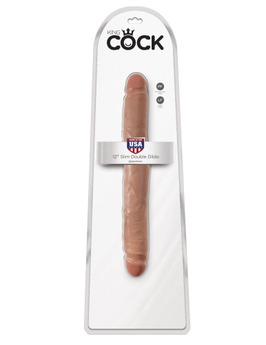 King Cock  12 Inch Slim Double Dildo - Tan  3