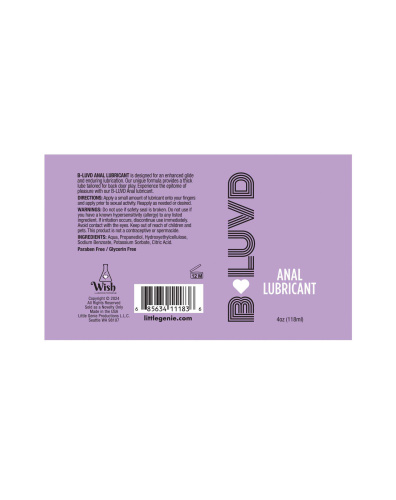 B-Luvd Anal Lubricant 4oz  2