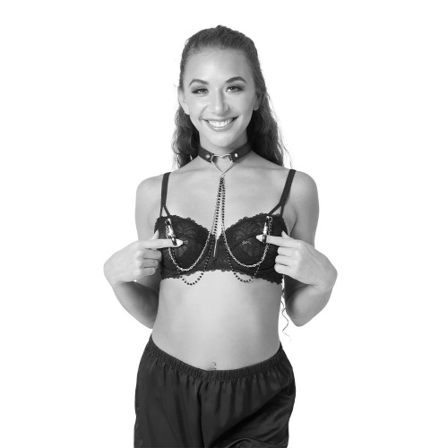 Amor Collar With Nipple Clamps - Black  3